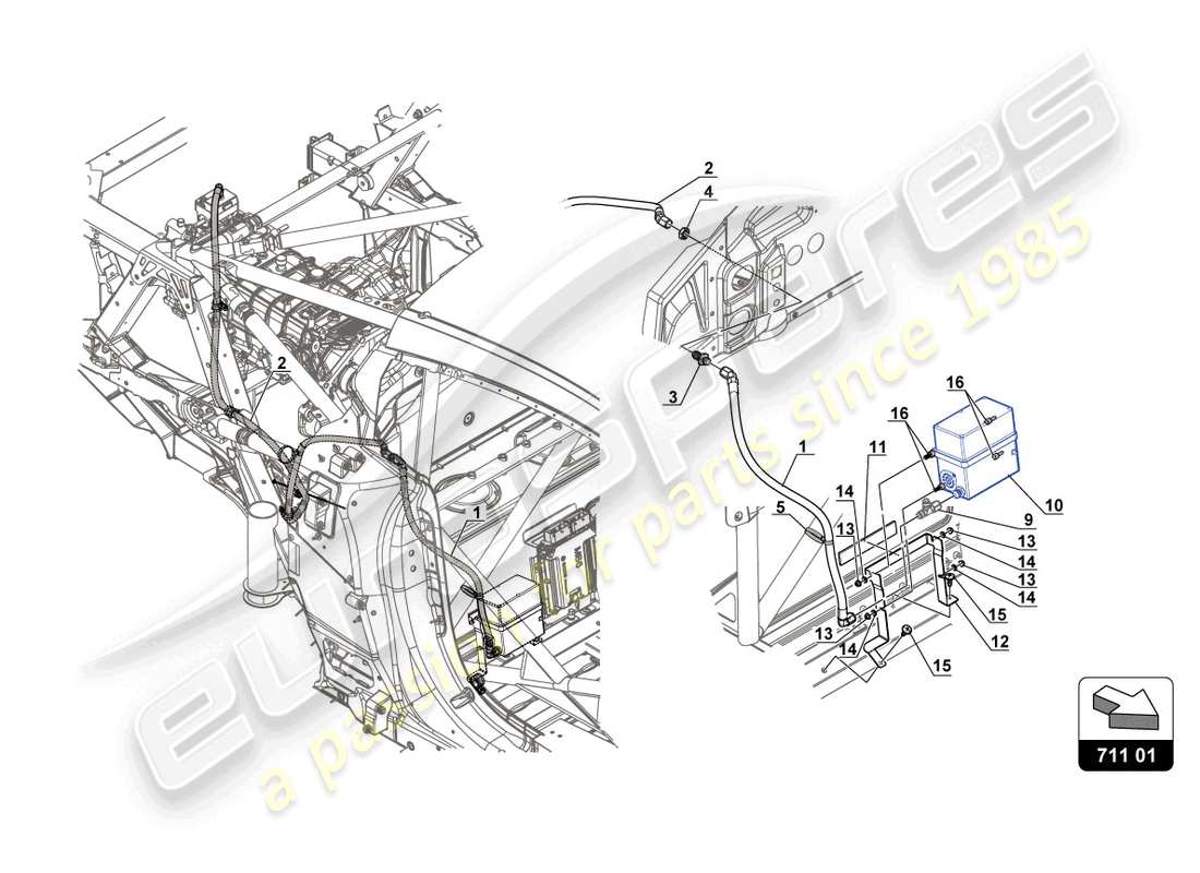 a part diagram from the lamborghini huracan squadra corse parts catalogue