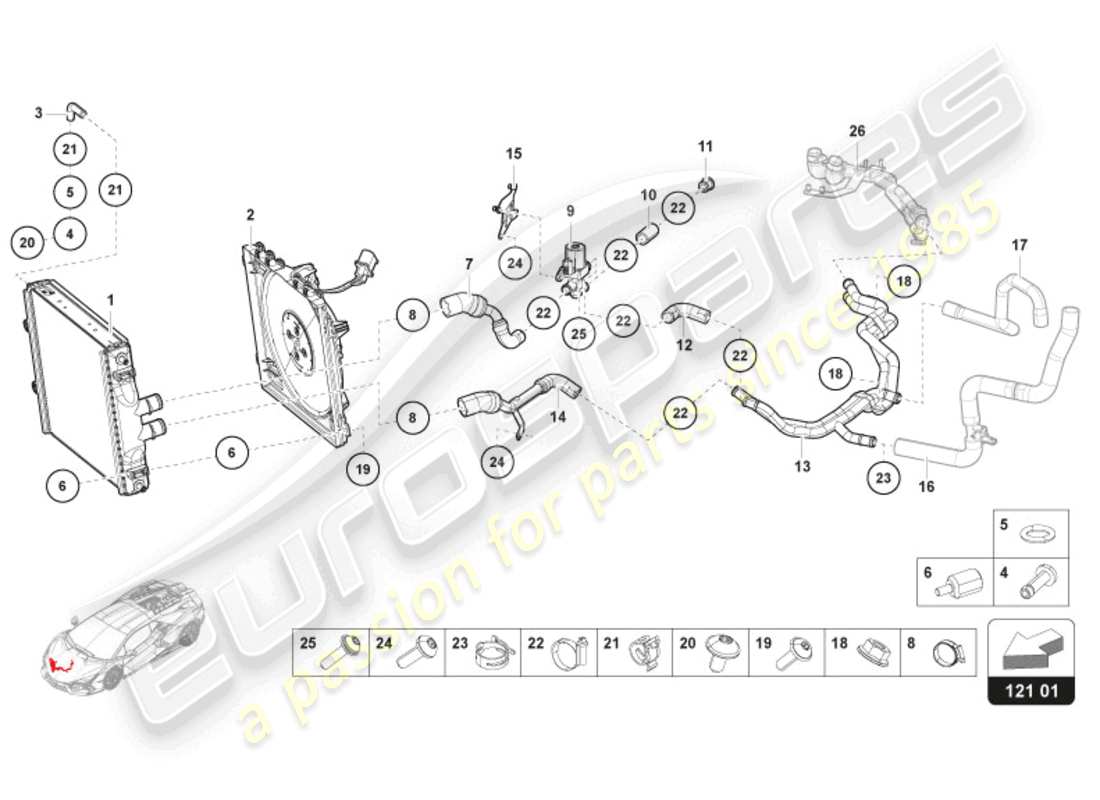 a part diagram from the lamborghini revuelto coupe (2024) parts catalogue