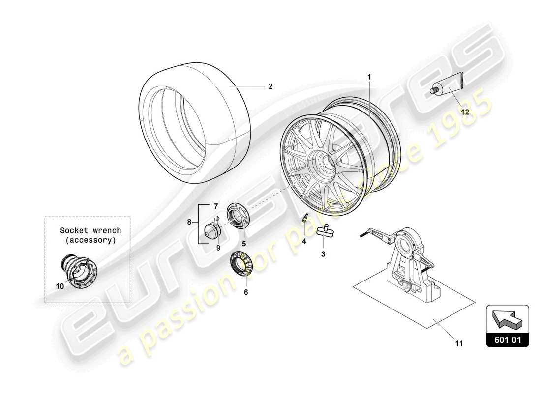 lamborghini 2018 (super trofeo evo) front and rear tyres part diagram