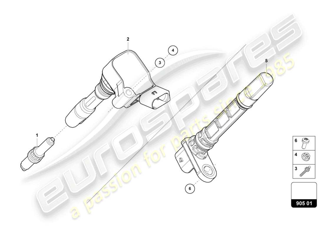 lamborghini urus performante (2023) ignition coil with spark plug connector parts diagram