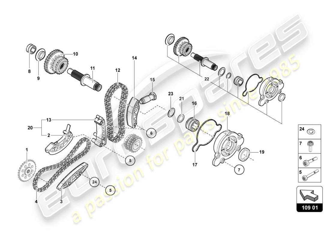 lamborghini 2022 (ultimae roadster) timing chain part diagram