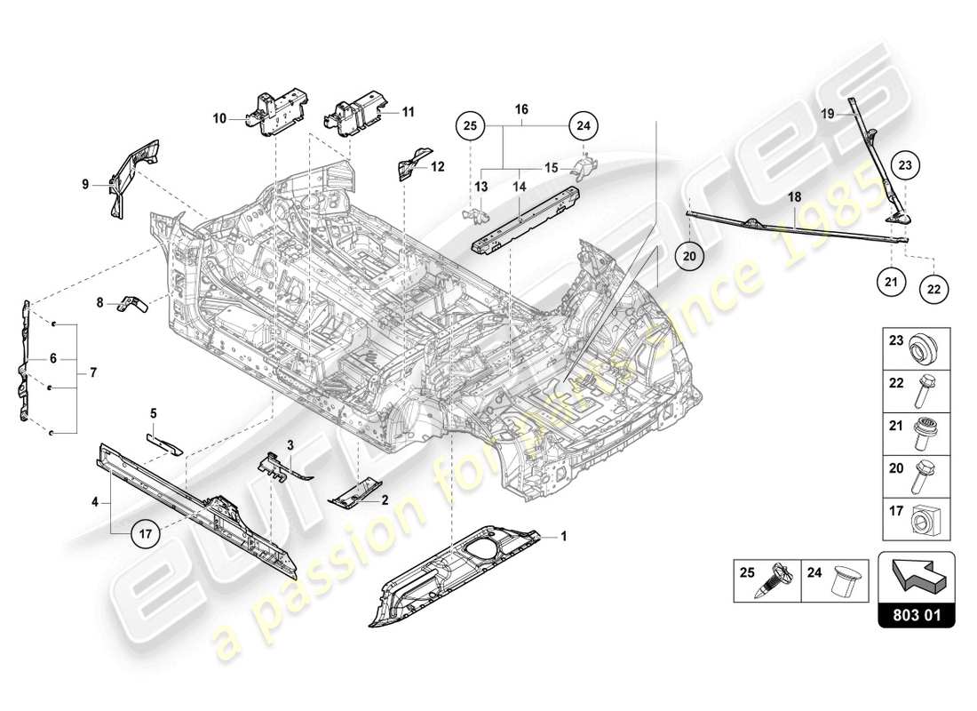 lamborghini urus performante (2023) underbody parts diagram