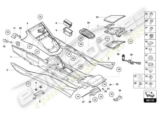 a part diagram from the lamborghini aventador lp740-4 s parts catalogue