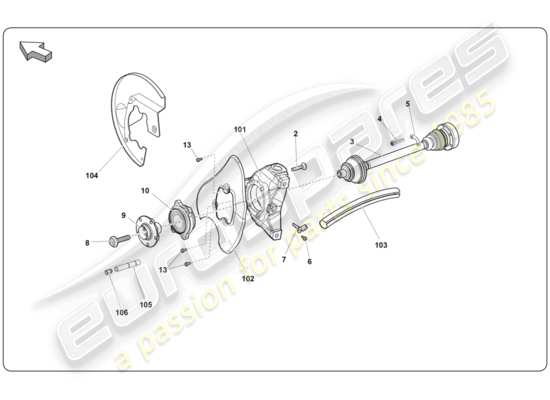 a part diagram from the lamborghini super trofeo (2009-2014) parts catalogue