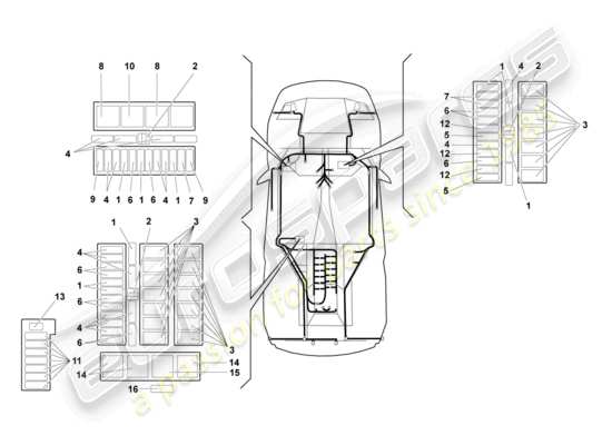 a part diagram from the lamborghini murcielago roadster (2006) parts catalogue