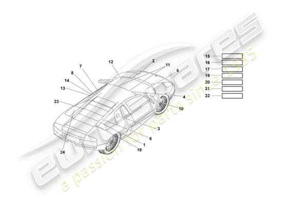 a part diagram from the lamborghini murcielago coupe (2003) parts catalogue