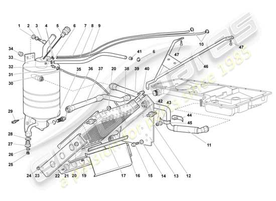 a part diagram from the lamborghini murcielago coupe (2002) parts catalogue