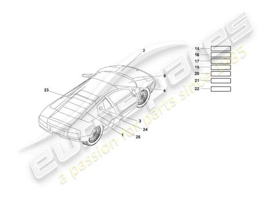 a part diagram from the lamborghini murcielago coupe (2002) parts catalogue