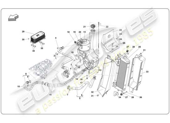 a part diagram from the lamborghini super trofeo (2009-2014) parts catalogue