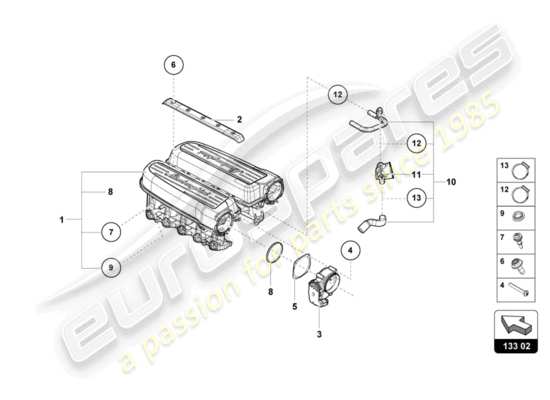 a part diagram from the lamborghini lp580-2 coupe (2016) parts catalogue