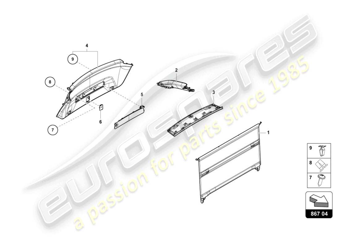 lamborghini urus performante (2024) rear lid trim panel parts diagram