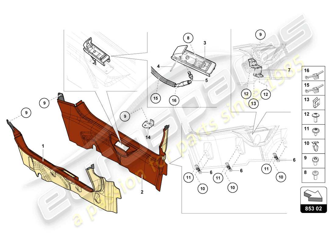 lamborghini sian roadster (2021) pillar trim parts diagram