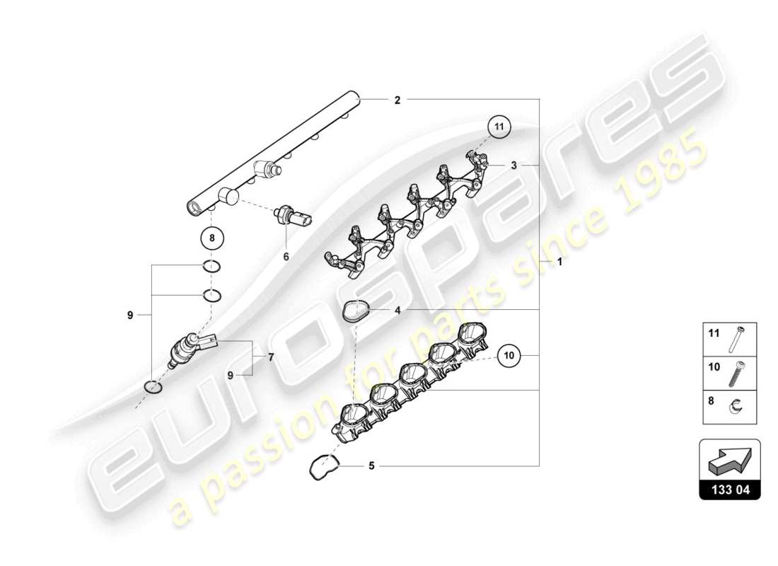lamborghini 2024 (evo spyder) injection valve part diagram