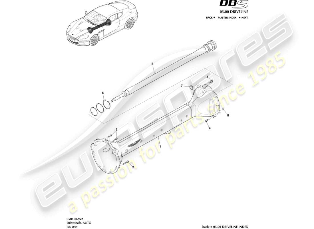 aston martin dbs (2014) driveshaft assembly, auto part diagram