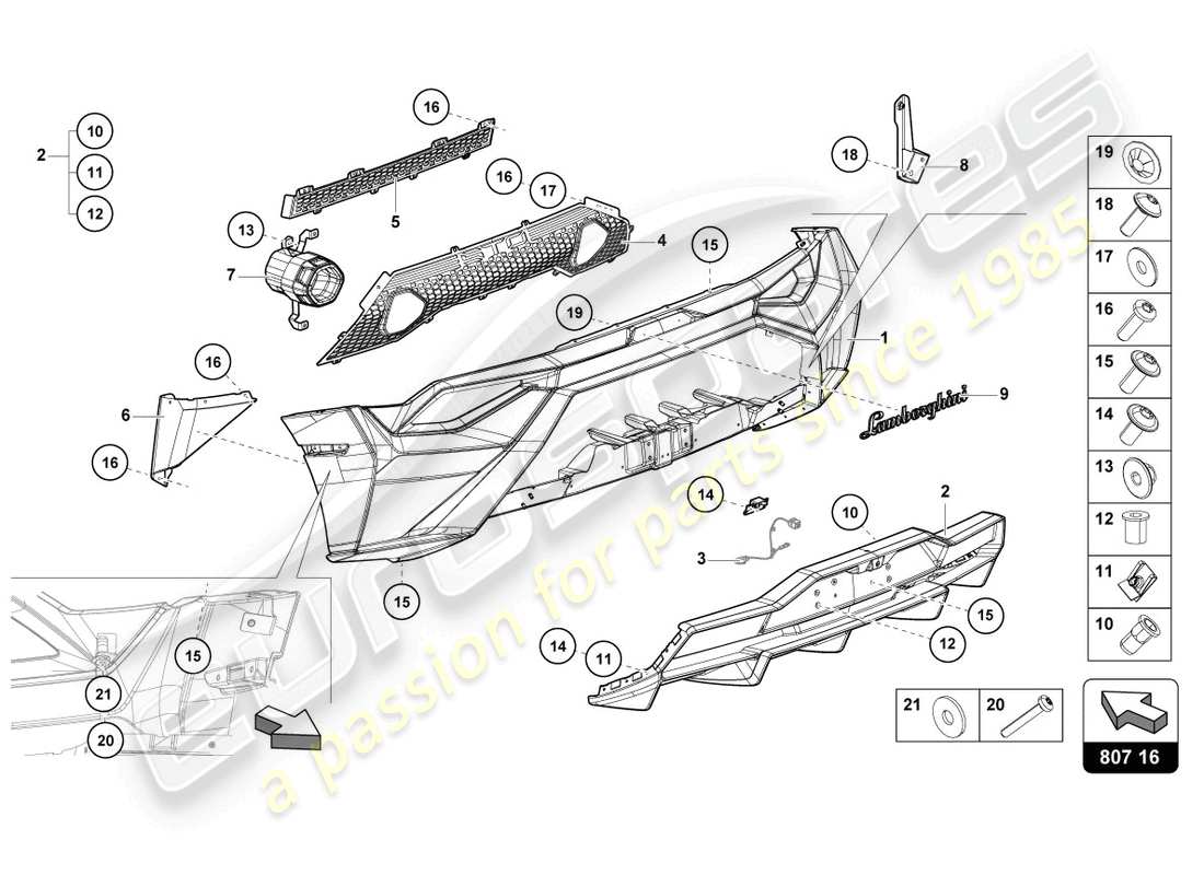 lamborghini 2021 (sto) bumper rear part diagram