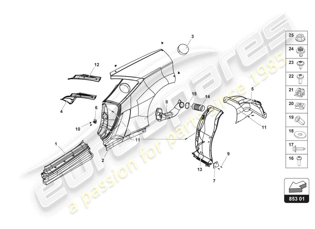 lamborghini 2017 (gt3) rear lateral bodywork part diagram