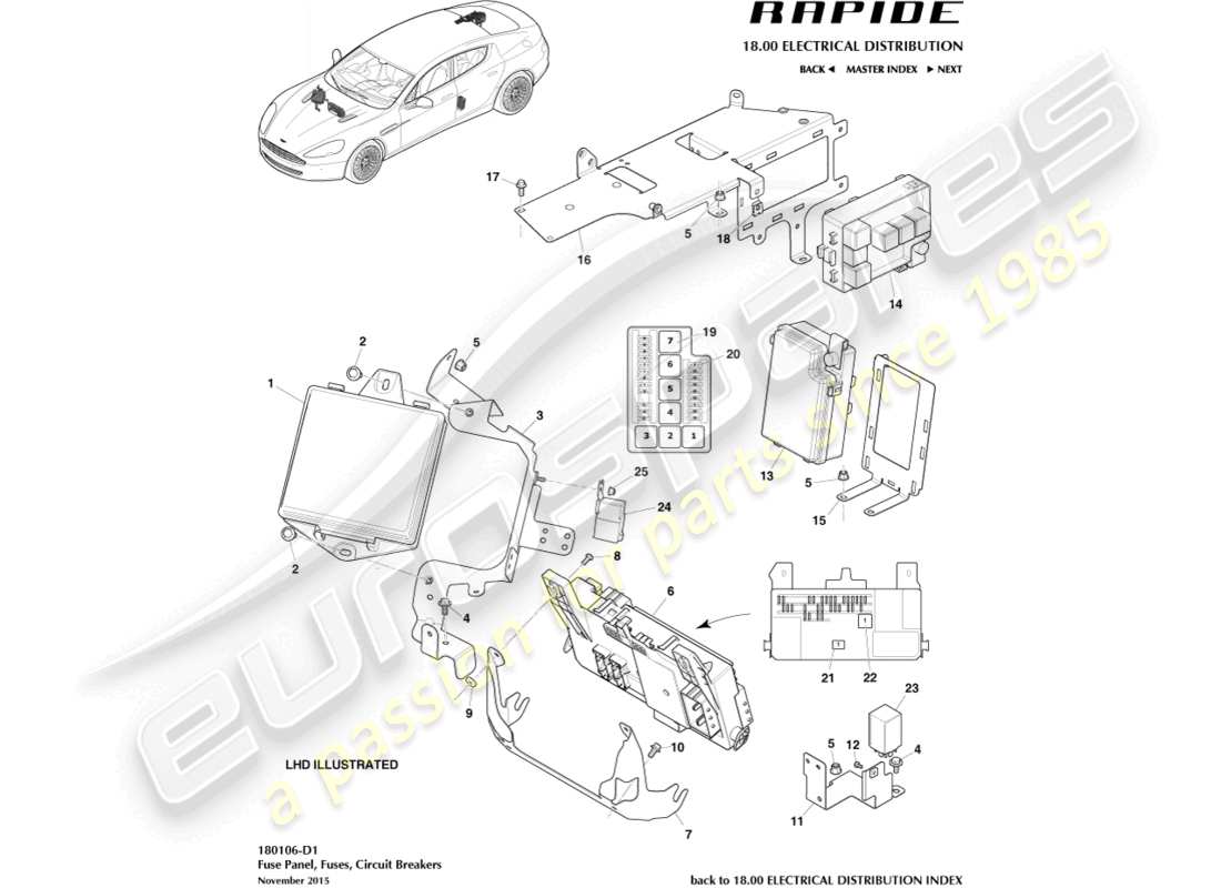a part diagram from the aston martin rapide (2010) parts catalogue
