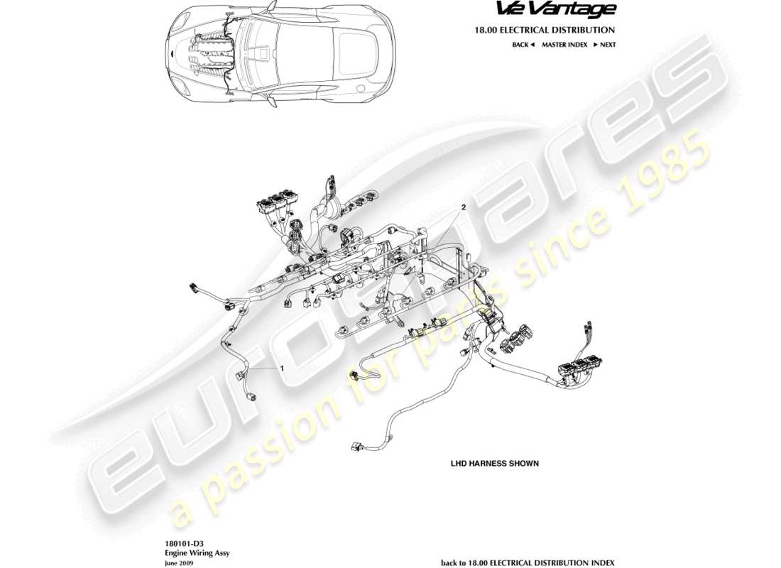 VIEW PARTS DIAGRAMS FROM THE ASTON MARTIN V12 VANTAGE PARTS CATALOGUE a part diagram from the aston martin v12 vantage parts catalogue