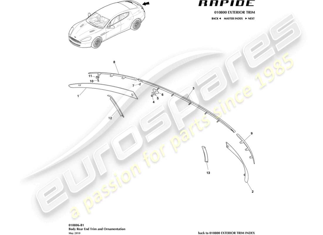 a part diagram from the aston martin rapide parts catalogue