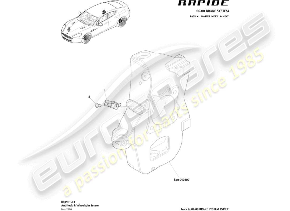 a part diagram from the aston martin rapide (2016) parts catalogue