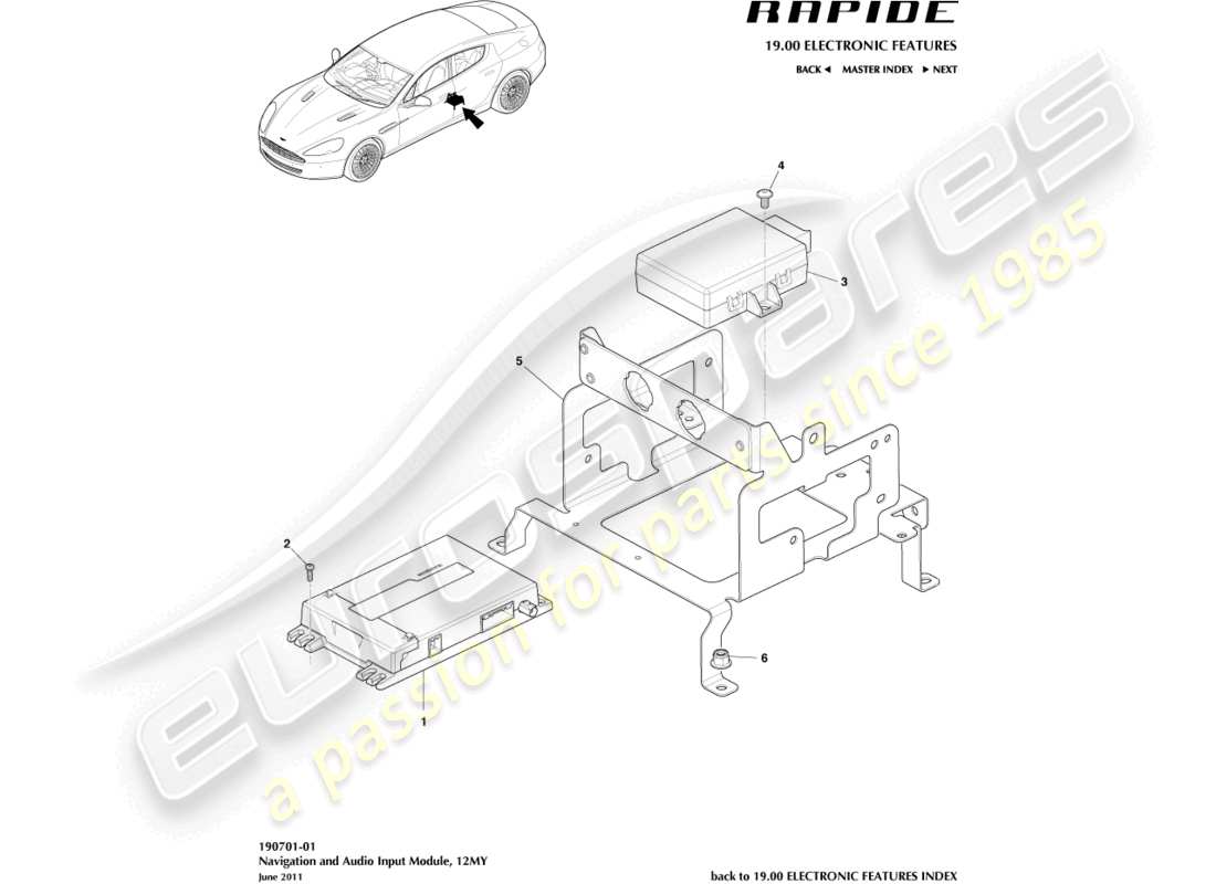 aston martin rapide (2013) navigation module, 12my on parts diagram