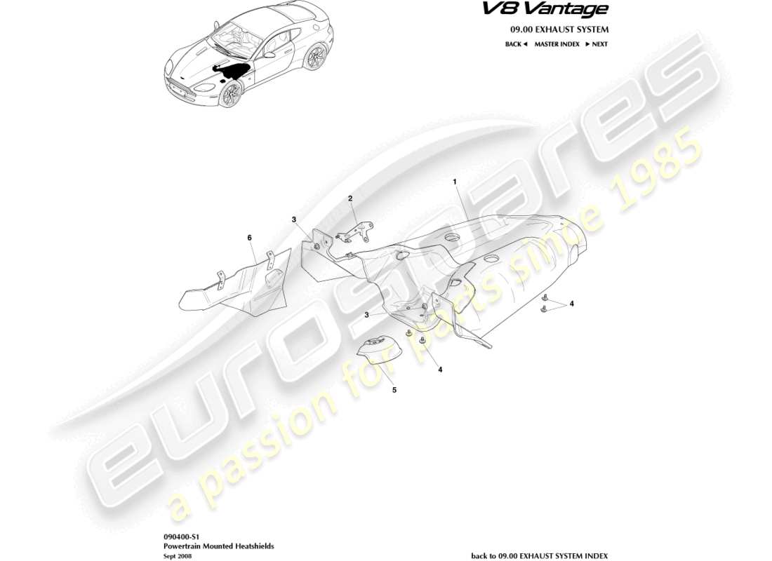 a part diagram from the aston martin vantage gt8 (2017) parts catalogue