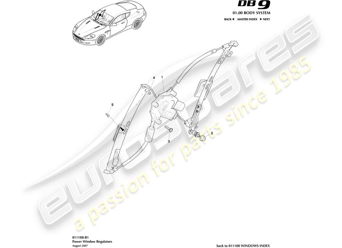 a part diagram from the Aston Martin DB9 (2007) parts catalogue