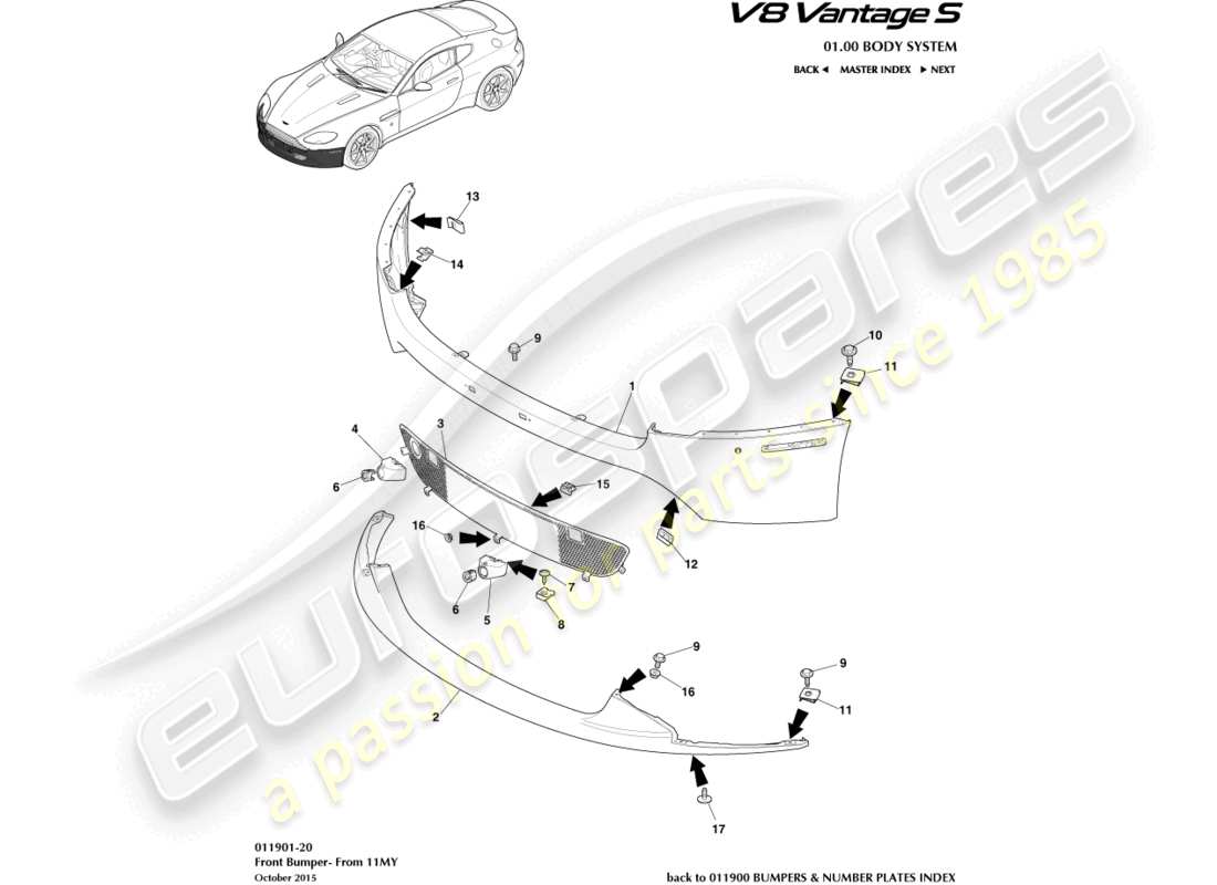 a part diagram from the aston martin v8 vantage (2008) parts catalogue