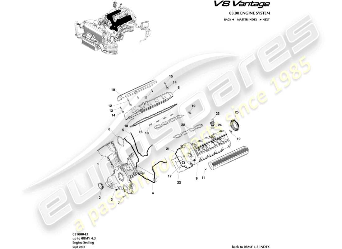 a part diagram from the aston martin v8 vantage (2018) parts catalogue