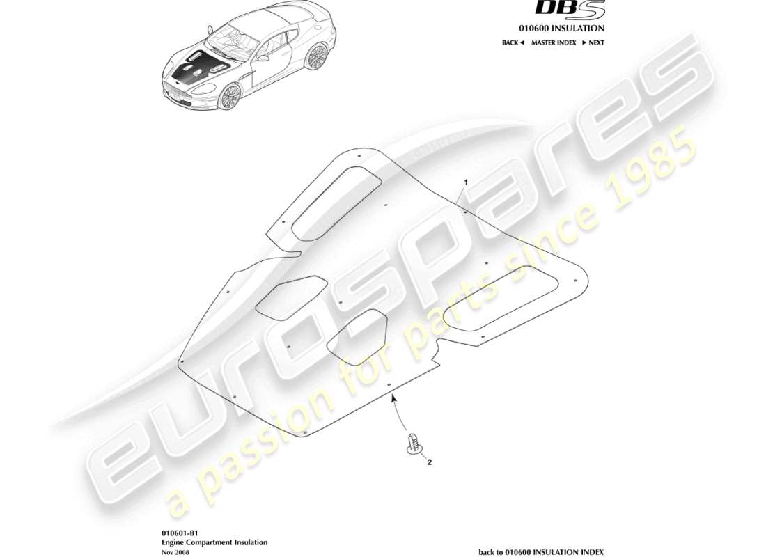 a part diagram from the aston martin dbs parts catalogue