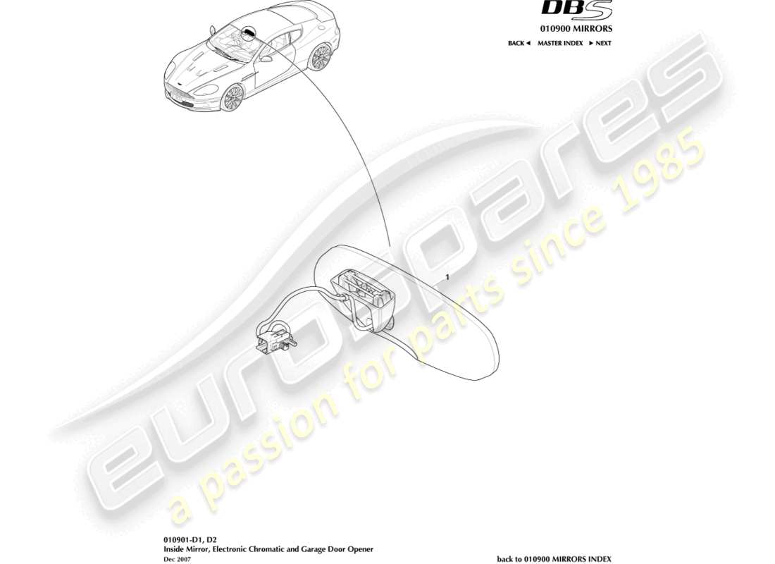 a part diagram from the aston martin dbs (2007) parts catalogue