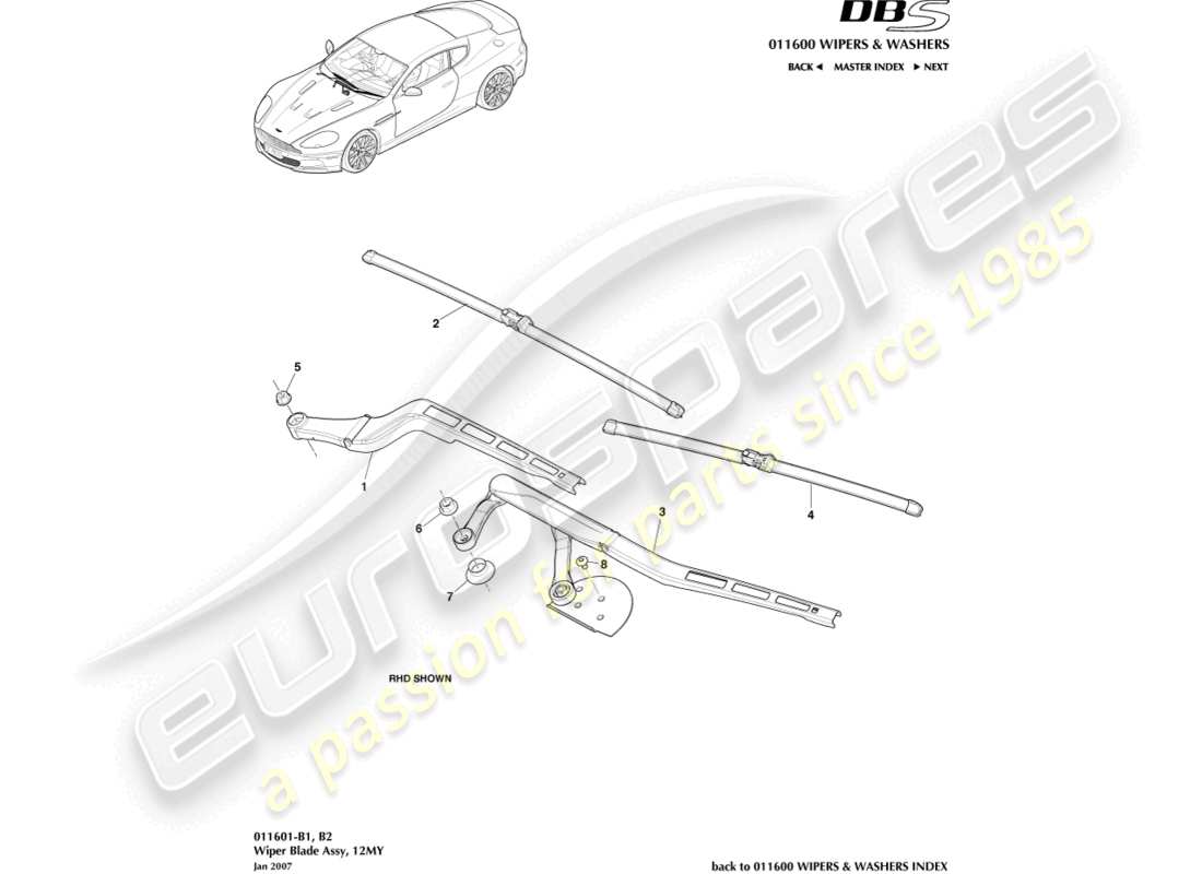 a part diagram from the aston martin dbs parts catalogue
