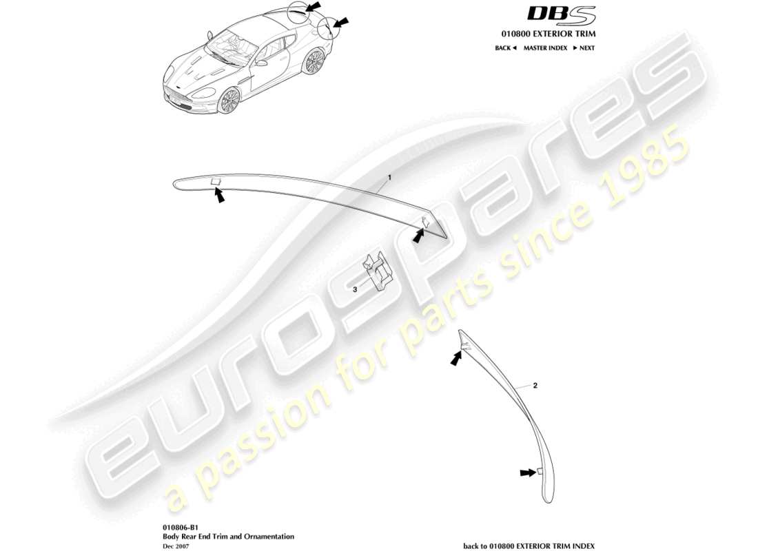 a part diagram from the aston martin dbs parts catalogue