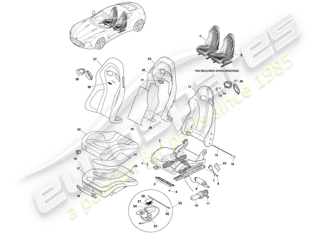 VIEW PARTS DIAGRAMS FROM THE ASTON MARTIN ONE-77 PARTS CATALOGUE a part diagram from the aston martin one-77 parts catalogue