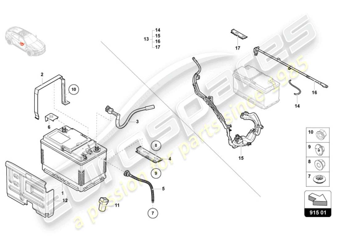 a part diagram from the lamborghini urus (2021) parts catalogue