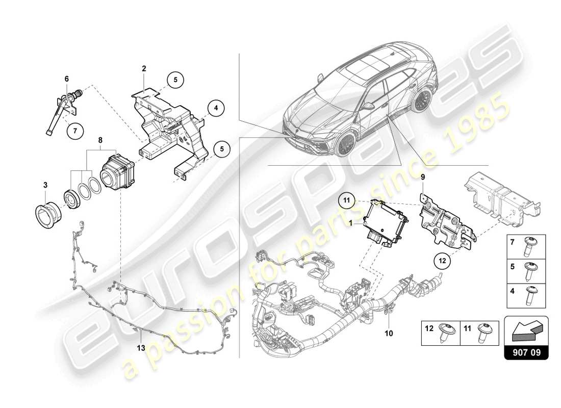 a part diagram from the lamborghini urus parts catalogue