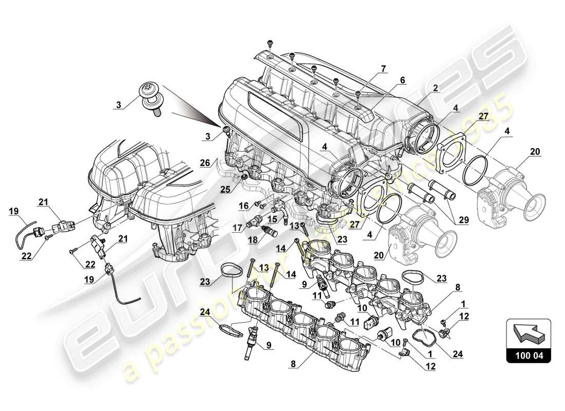 lamborghini 2018 (gt3 evo) air intake manifold part diagram