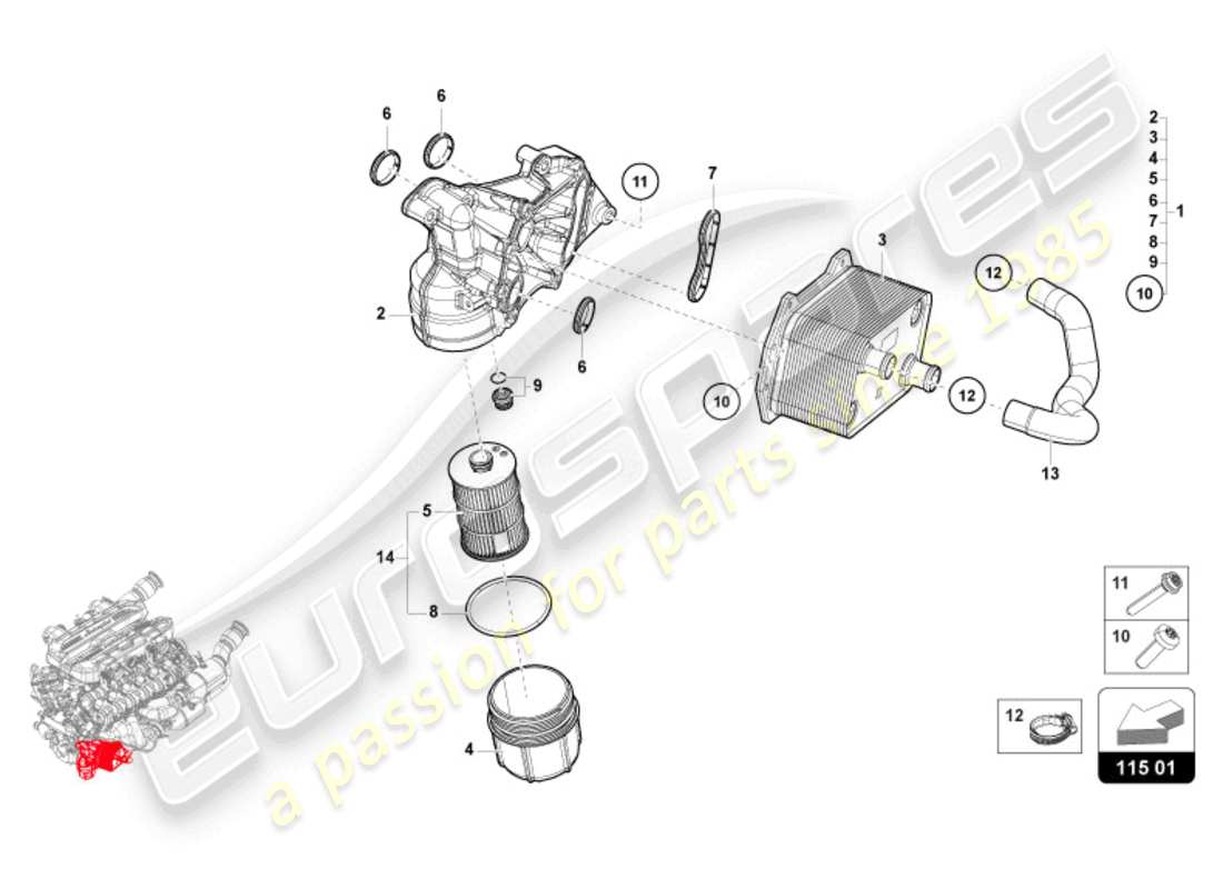 lamborghini revuelto coupe (2024) oil filter element parts diagram