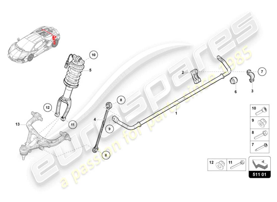 lamborghini revuelto coupe (2024) shock absorber rear part diagram