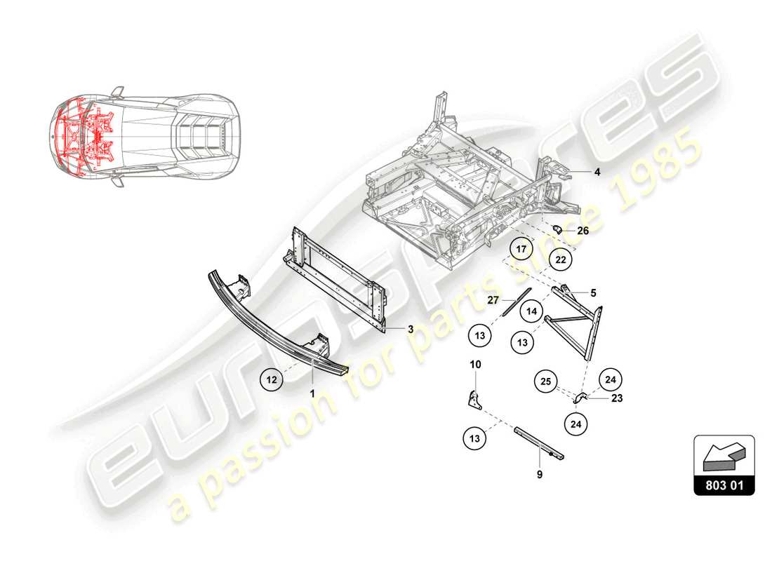lamborghini 2018 (super trofeo evo) front frame outer elements part diagram