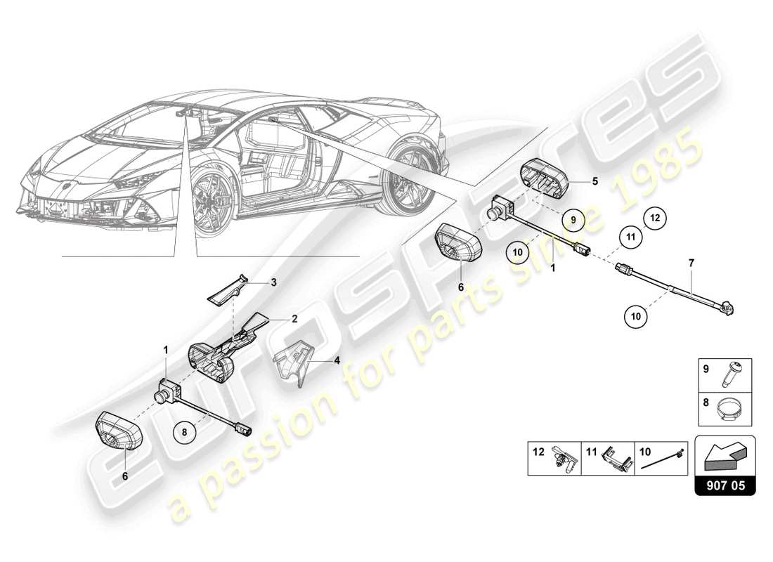 a part diagram from the lamborghini huracan tecnica parts catalogue