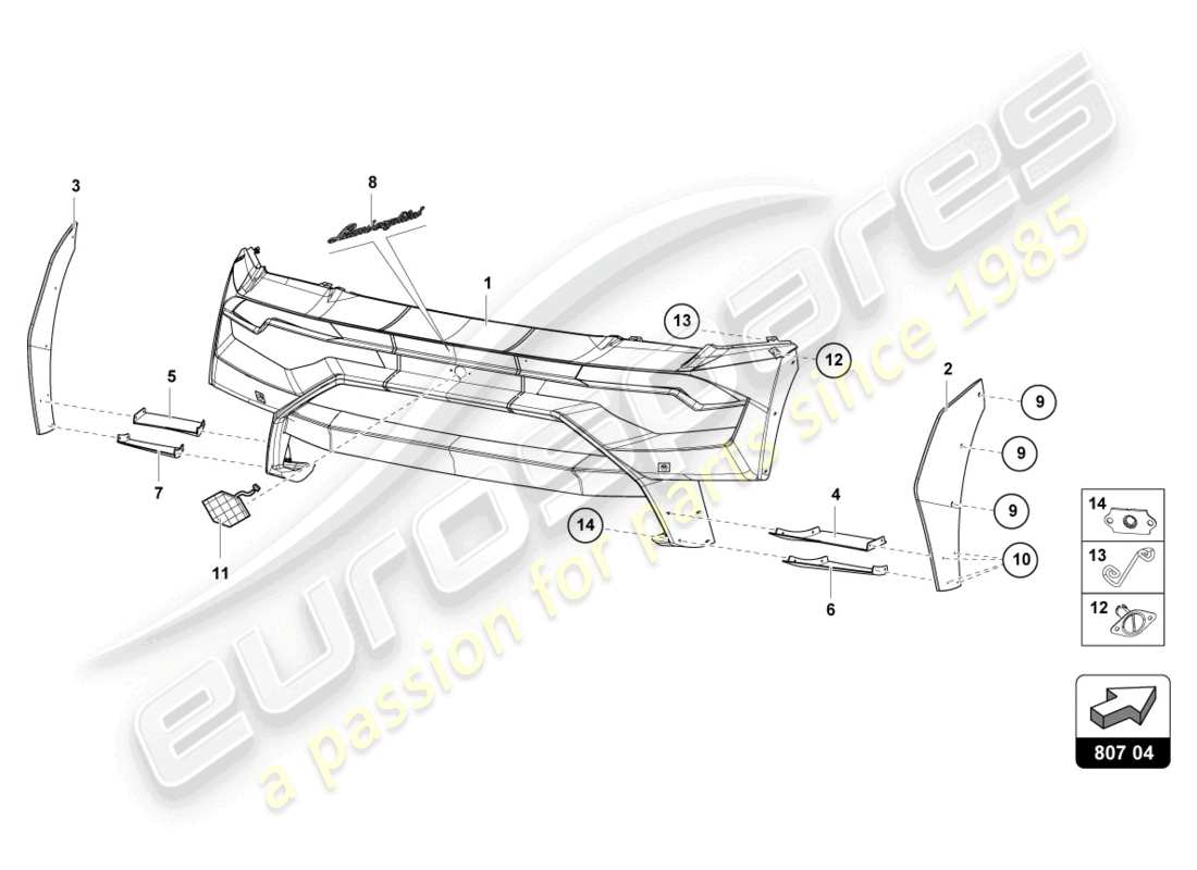 a part diagram from the lamborghini huracan squadra corse parts catalogue