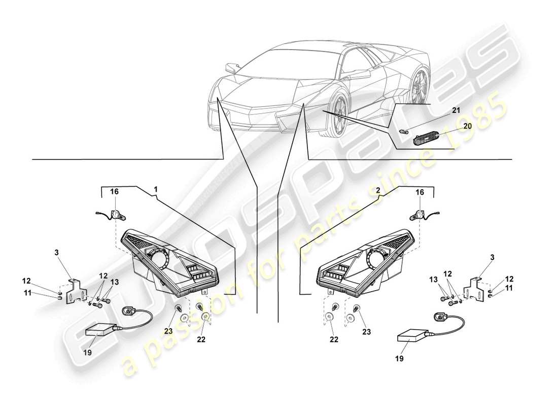 a part diagram from the lamborghini reventon roadster parts catalogue