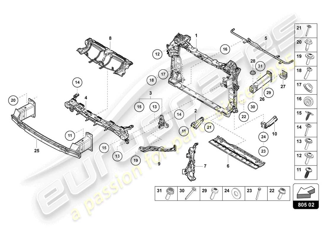 a part diagram from the lamborghini urus parts catalogue