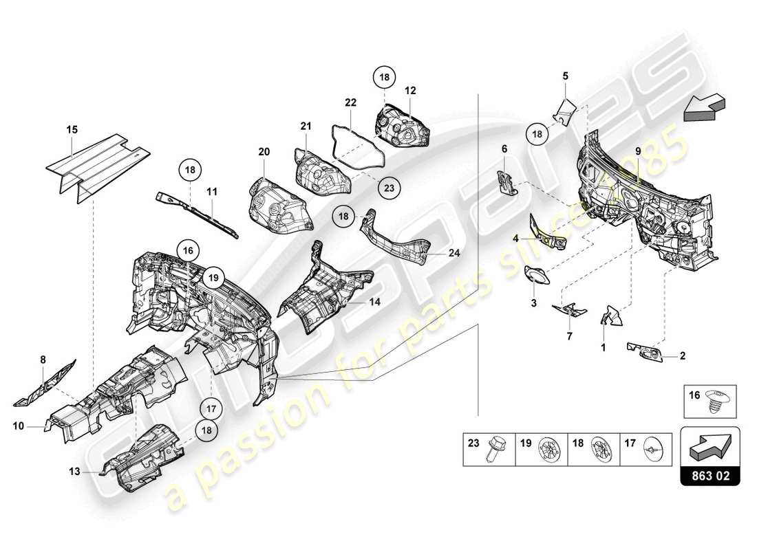 a part diagram from the lamborghini urus performante (2023) parts catalogue