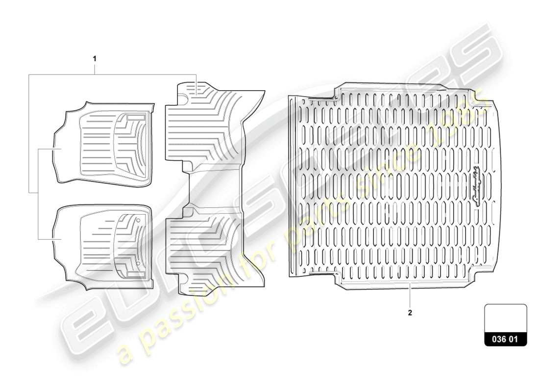 a part diagram from the lamborghini urus performante (accessories) parts catalogue