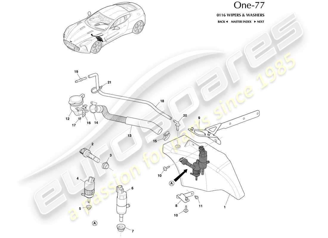 a part diagram from the aston martin one-77 parts catalogue