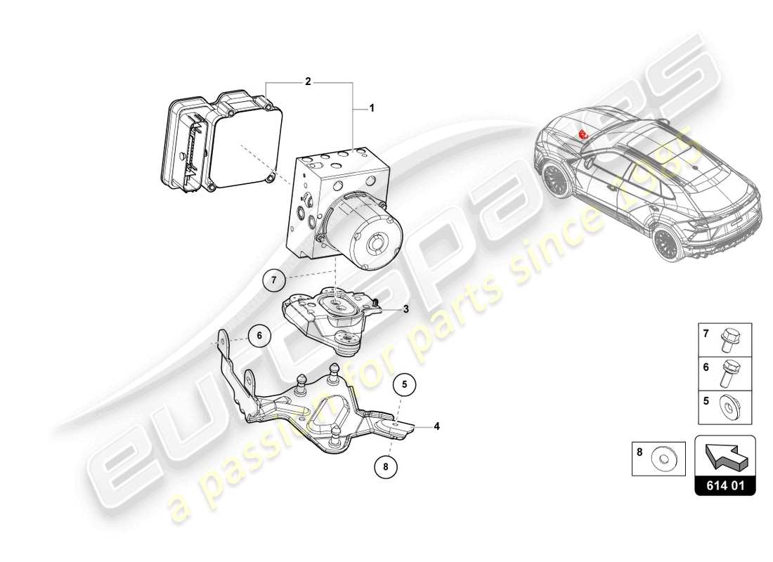 a part diagram from the lamborghini urus (2020) parts catalogue