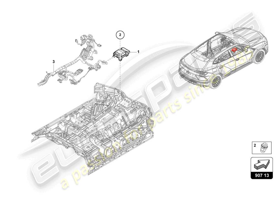 a part diagram from the lamborghini urus (2019) parts catalogue