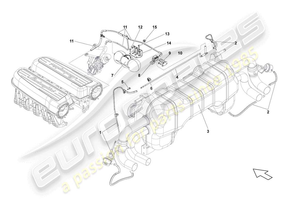 a part diagram from the lamborghini lp550-2 coupe (2011) parts catalogue